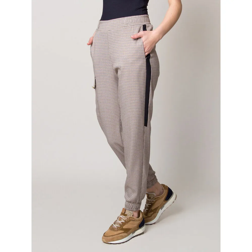 Damen Cargohose mit braun-olivgrünem Pepito-Muster