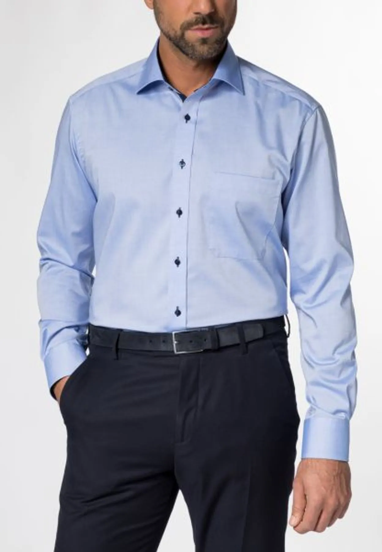 Eterna - Comfort Fit - Bügelfreies Herren Langarm Hemd (65cm) in verschiedenen Farben, Fein Oxford/ Pinpoint (8100 E137)