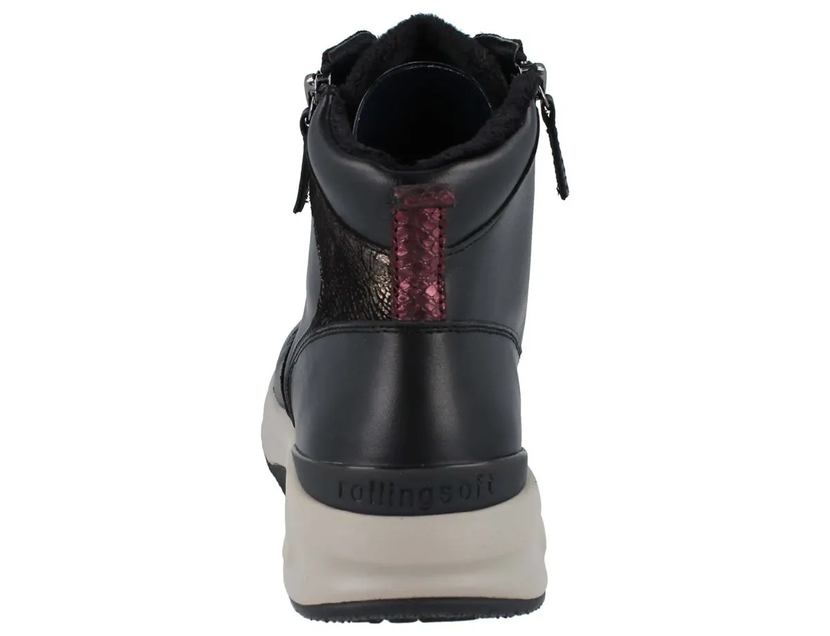 GABOR Rollingsoft Damen Stiefelette schwarz Glattleder