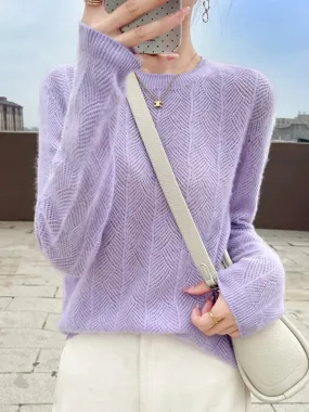 Heidi-Mode | Pullover aus Kaschmir mit langen Ärmeln und rundem Ausschnitt für Damen