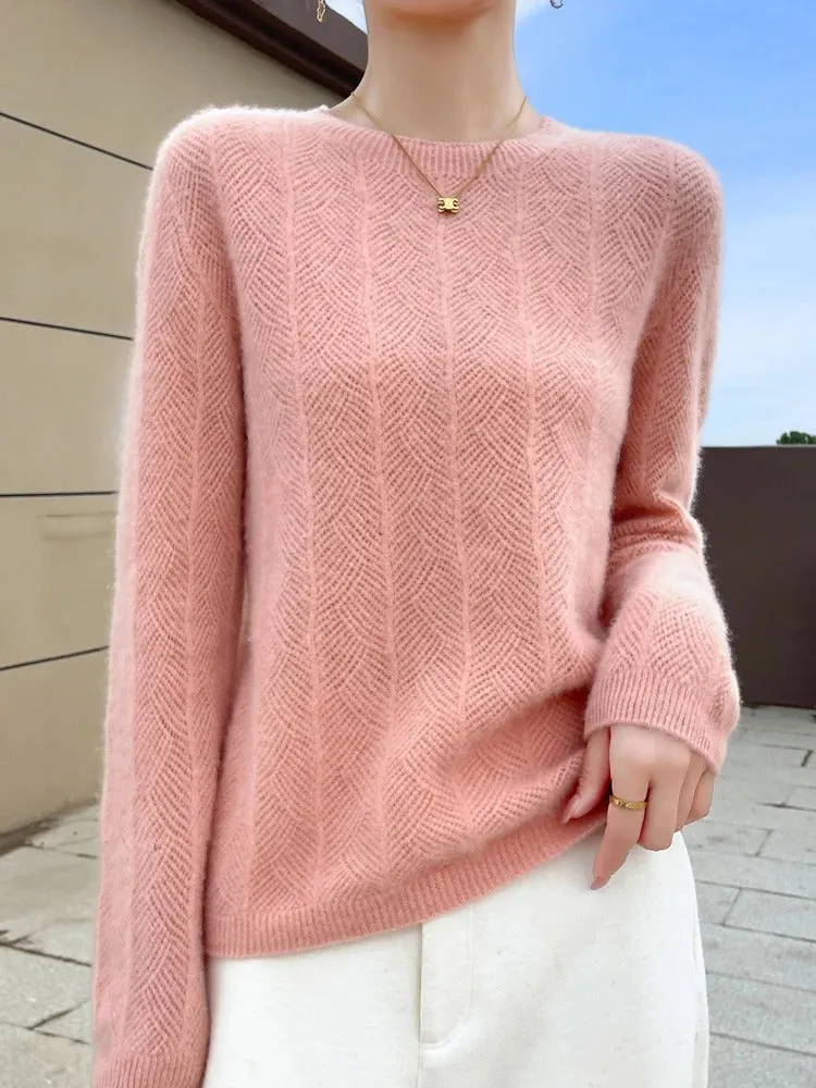 Heidi-Mode | Pullover aus Kaschmir mit langen Ärmeln und rundem Ausschnitt für Damen