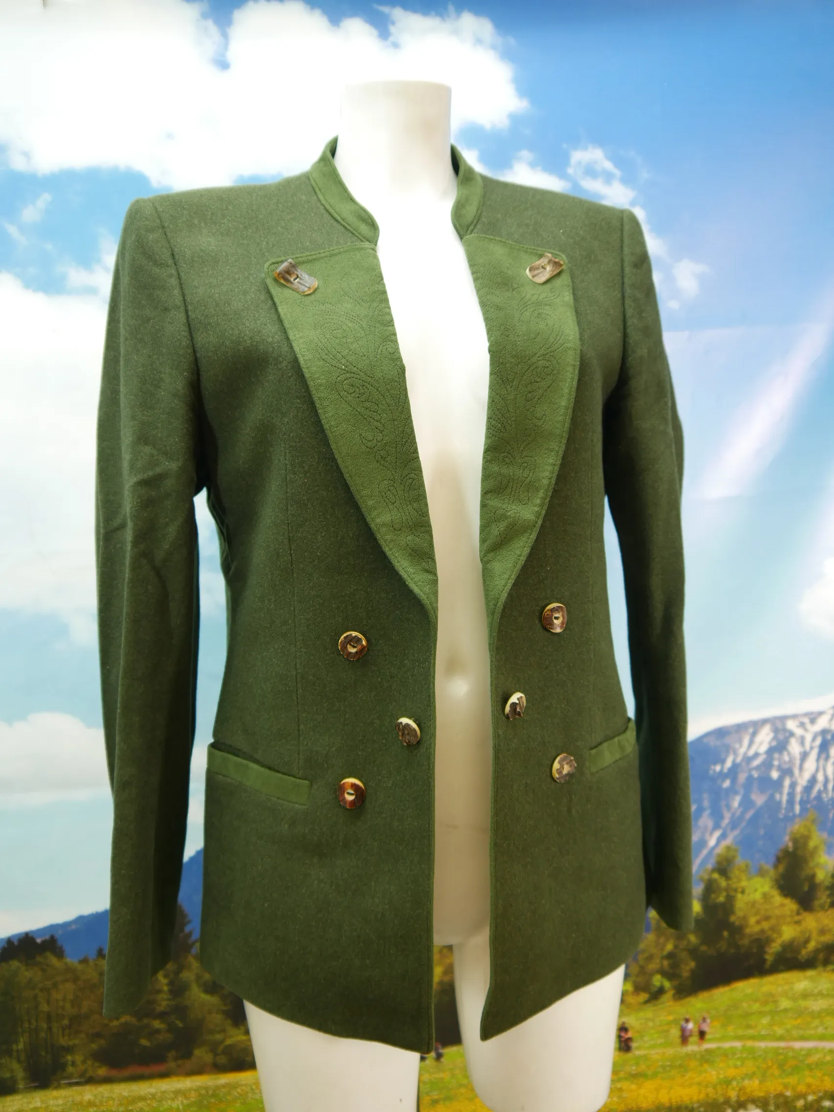 Hubertus Innsbruck grün Loden mit Hirschhornknöpfen Trachtenjacke Jacke Gr.48
