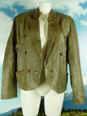 kurzer Leder-Janker Antikleder Glattleder mit Applikation Trachtenjacke Gr.40/42