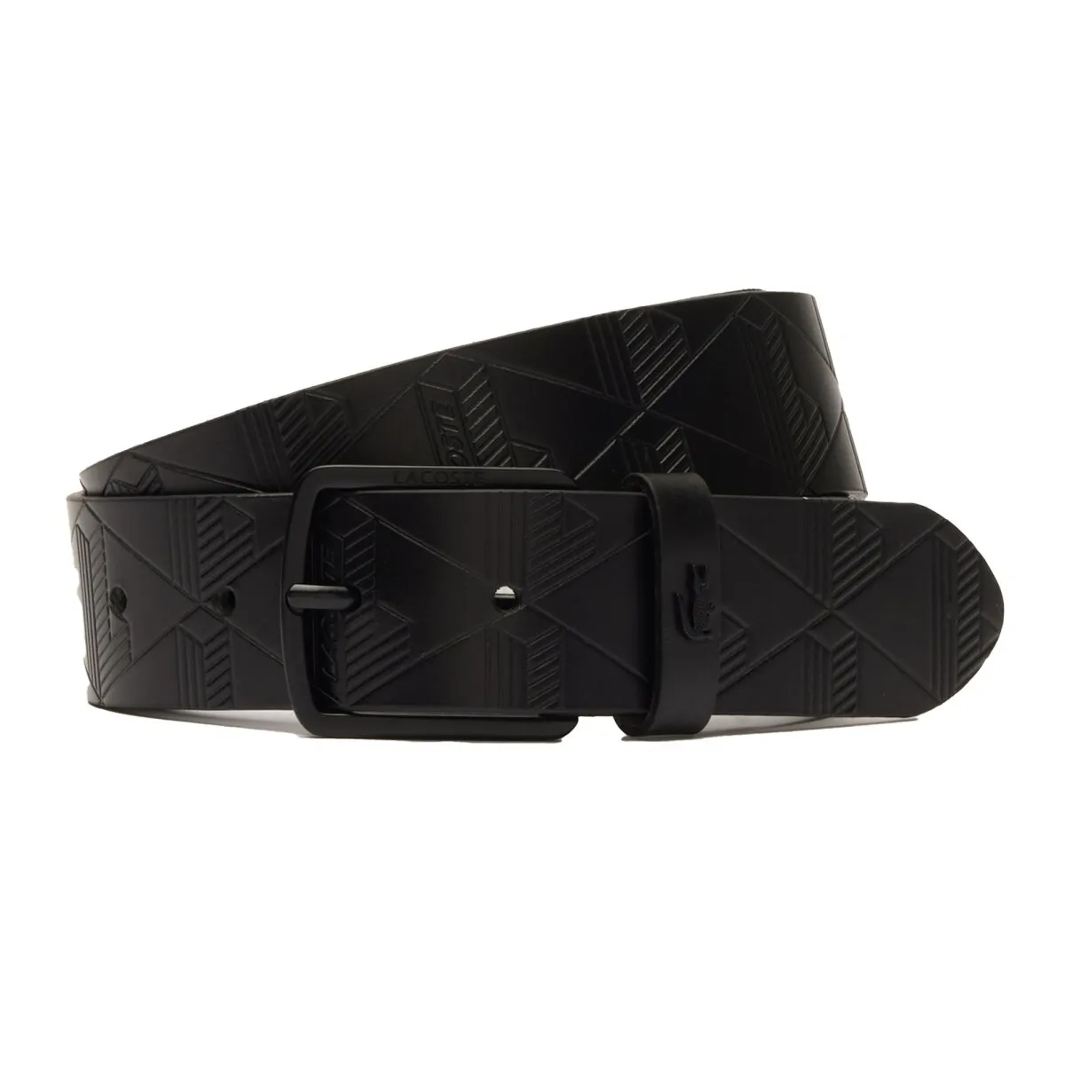LACOSTE Herren Gürtel - Textured Monogram Leather Belt, Echtleder, 35mm