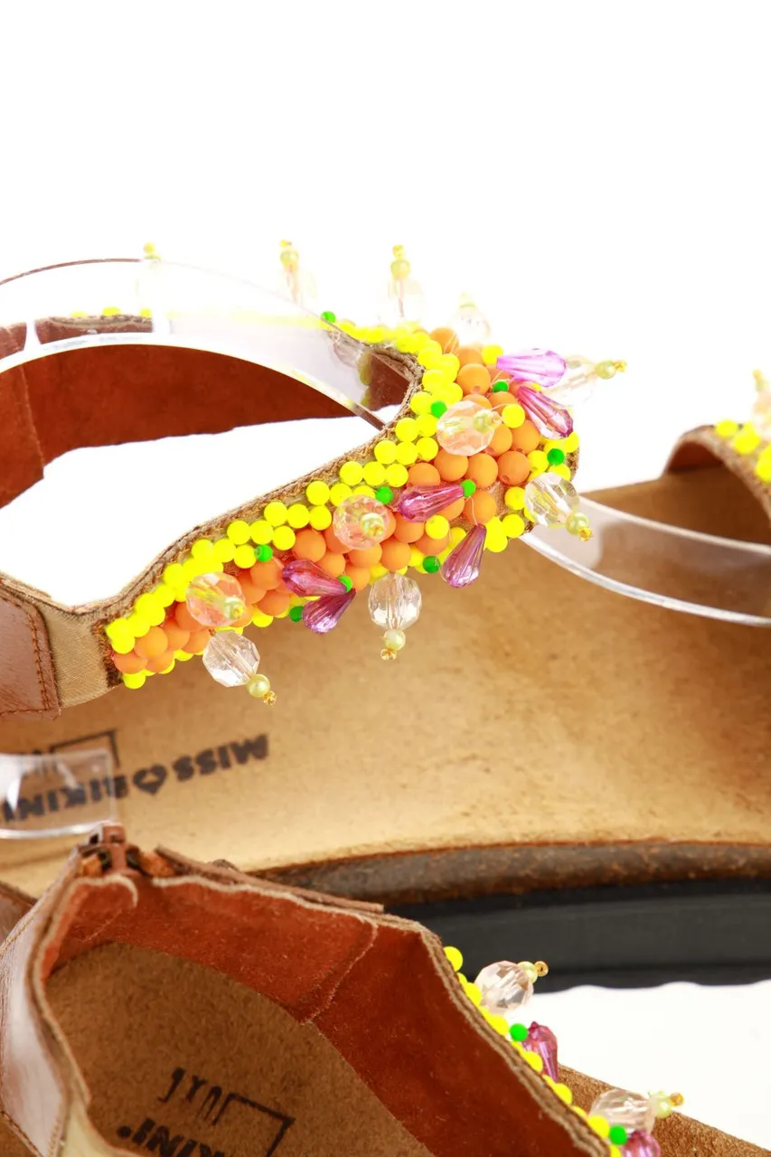 MISS BIKINI LUXE - Plateau-Sandalen aus Leder mit Perlen