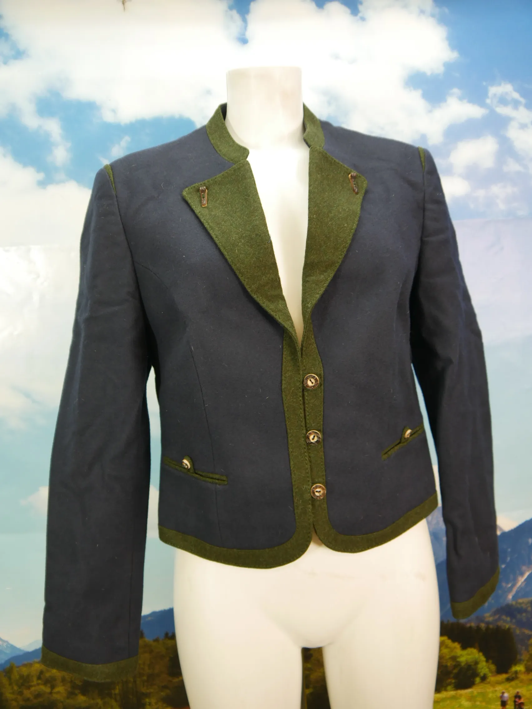 Perma Österreicher Loden blau mit Wienernaht fesche Trachtenjacke Jacke Gr.42