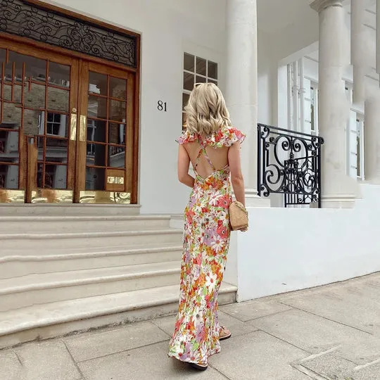 Rückenfreies Kleid mit Blumenmuster