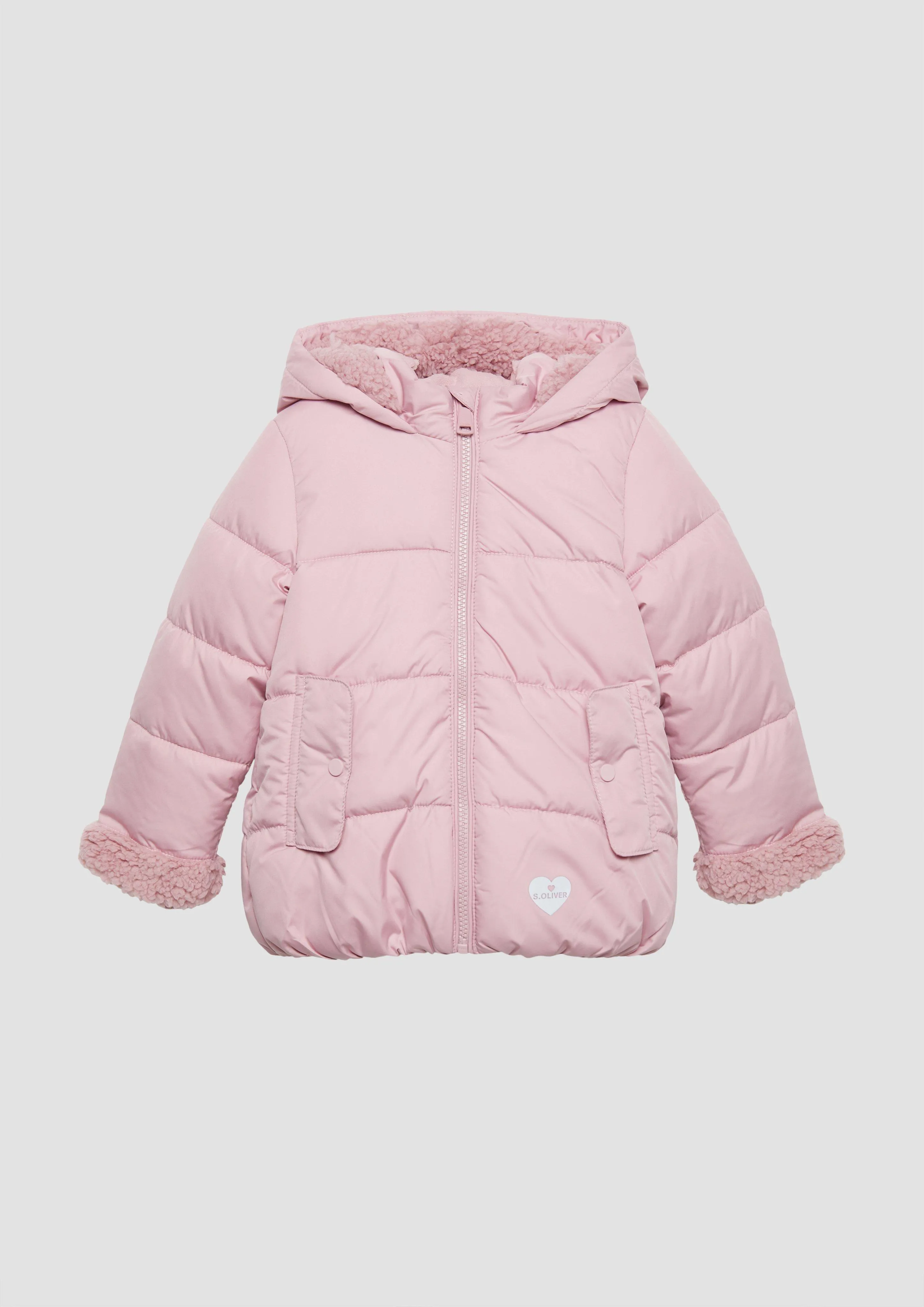Steppjacke mit Teddyplüsch-Details und Fleecefutter