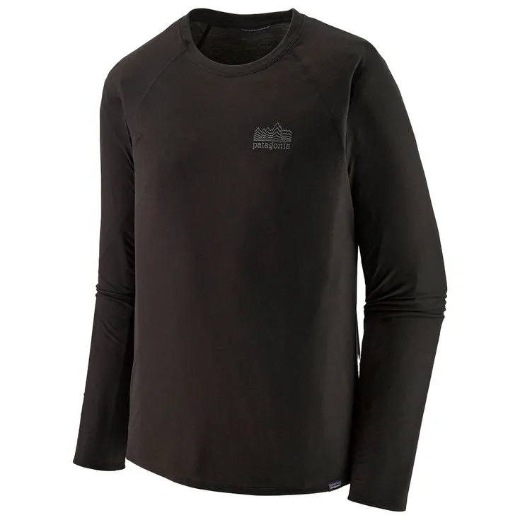 Trail T-Shirt Patagonia ---M's Long Sleeve Cap Cool Trail Graphic Strata Stencil Black